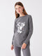 Crew Neck Printed Long Sleeve Women's T-shirt
